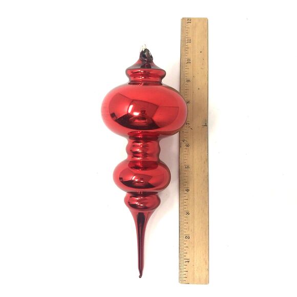 DEPARTMENT 56 Mercury Glass Double Finial Ornament VTG Red 10" with Box - Picture 7 of 12